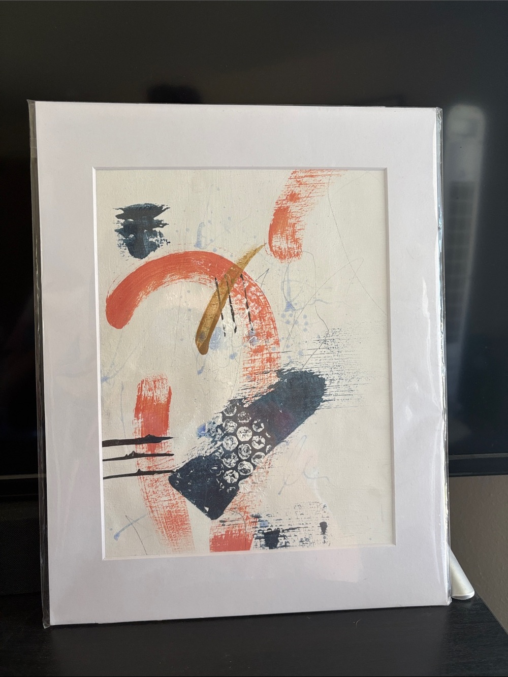 Abstract Home Art Print in Coral, Navy & Gold by